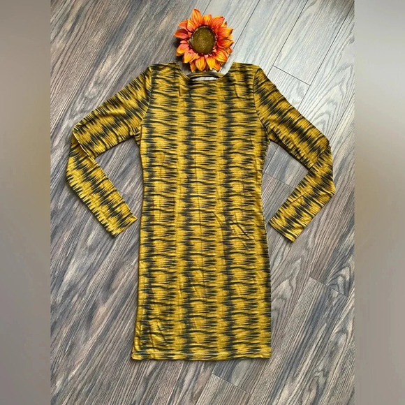 🦋B2G1🦋AMERICAN APPAREL Hyena Print Open Back Long Sleeved Midi Dress | MED | - Picture 2 of 9